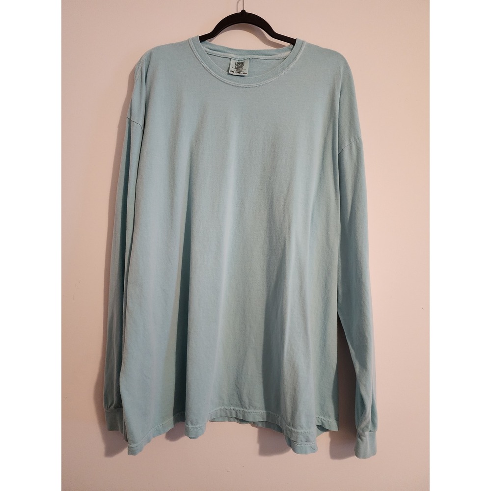 Comfort Colors Light Blue Long Sleeve T-Shirt Heavyweight Cotton 3XL
